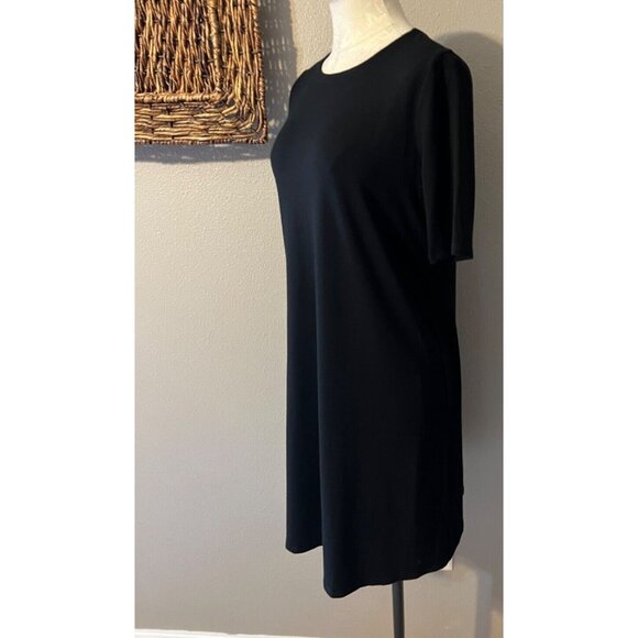 Eileen Fisher Dress Extra Small XS TP Black Crew Neck Short Sleeve Stretch - Picture 4 of 7